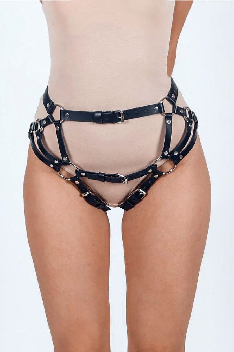 Leather Sexy Lingerie Women Harness and Cuffs Thigh Harness Garter Belt Fashion Harness Handcuffs