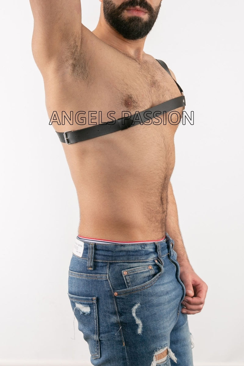 One Shoulder Men's Leather Harness Dancer Leather Clothing Men's Dancer Products