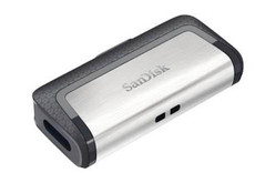 USB C & USB DISK SANDISK 256GB ULTRA DUAL, 3.1/3.0, srebrno-črn, drsni priključek