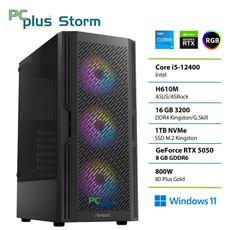 PCPLUS Storm Core i5 12400F 16GB 1TB SSD RTX 5050 8GB Windows 11 Home gaming namizni računalnik