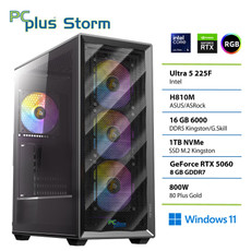 PCPLUS Storm Core Ultra 5 225F 16GB 1TB SSD RTX 5060 8GB Windows 11 Home gaming namizni računalnik