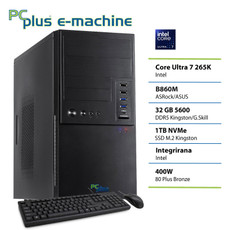 PCPLUS e-machine Core Ultra 7 265K 32GB 1TB SSD tipkovnica miška namizni računalnik