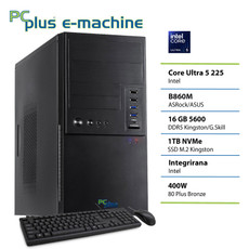 PCPLUS e-machine Core Ultra 5 225 16GB 1TB SSD tipkovnica miška namizni računalnik