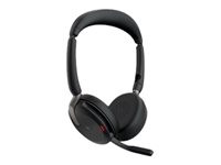 JABRA Evolve2 65 Flex MS Stereo Headset on-ear Bluetooth wireless active noise cancelling USB-C black wireless charge pad MS Tea