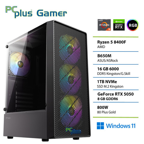 PCPLUS Gamer Ryzen 5 8400F 16GB 1TB RTX 5050 8GB Windows 11 Home gaming namizni računalnik PCPLUS Gamer Ryzen 5 8400F 16GB 1TB RTX 5050 8GB Windows 11 Home gaming namizni računalnik