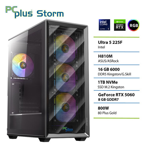 PCPLUS Storm Core Ultra 5 225F 16GB 1TB SSD RTX 5060 8GB gaming namizni računalnik PCPLUS Storm Core Ultra 5 225F 16GB 1TB SSD RTX 5060 8GB gaming namizni računalnik
