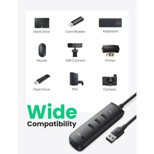 Ugreen USB 3.0 4-portni USB hub, 1M - Box
