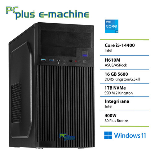 PCPLUS e-machine i5 14400 16GB DDR5 1TB SSD Windows 11 Home namizni računalnik