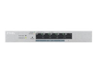 ZYXEL GS1200-5HPv2 5 port Gigabit PoE+ Web/Smart Managed Desktop Switch, 4x PoE+ 60 Watt, fanless, LACP IGMP VLAN