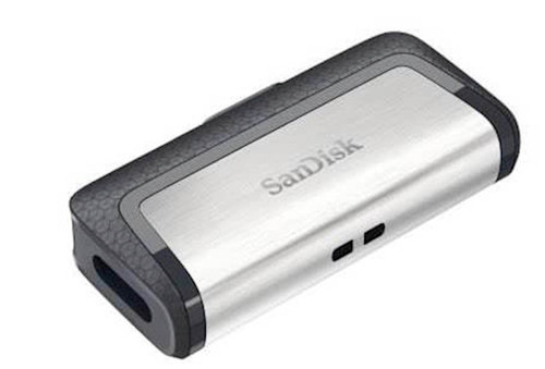 USB C & USB DISK SANDISK 256GB ULTRA DUAL, 3.1/3.0, srebrno-črn, drsni priključek