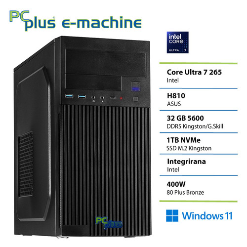 PCPLUS e-machine Ultra 7 265 32GB 1TB SSD Windows 11 Pro namizni računalnik