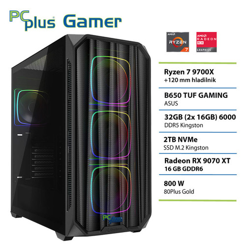 PCPLUS Gamer Ryzen 7 9700X 32GB 2TB SSD RX 9070XT gaming namizni računalnik