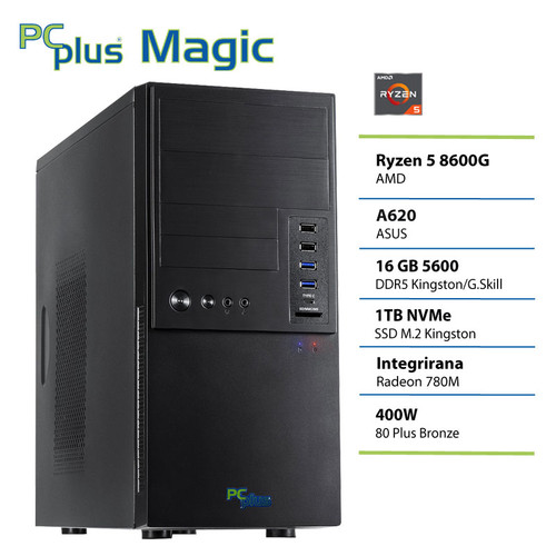 PCPLUS Magic Ryzen 5 8600G 16GB 1TB namizni računalnik