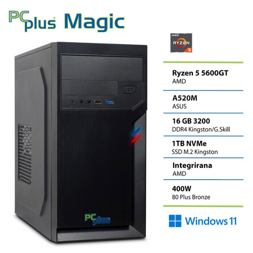 PCPLUS Magic Ryzen 5 5600GT 16GB 1TB Windows 11 PRO namizni računalnik