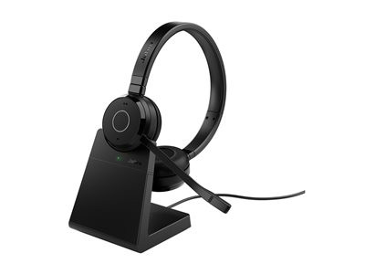 JABRA Evolve 65 TE Headset Link 390 Bluetooth Adapter carry pouch user documents USB-C to USB-A cable charging stand SKU dependent