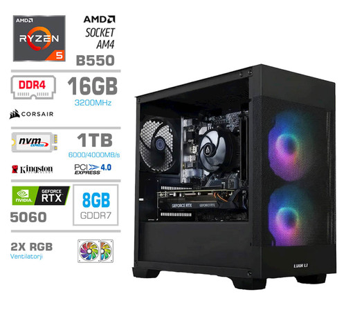 Računalnik PCX Extian R5 5600X 16GB 1TB RTX5060