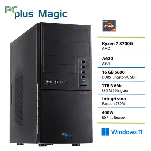 PCPLUS Magic Ryzen 7 8700G 16GB 1TB SSD Windows 11 Home namizni računalnik
