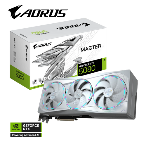 Grafična kartica GIGABYTE AORUS GeForce RTX 5080 MASTER ICE 16G, 16GB GDDR7, PCI-E 5.0