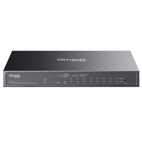 TP-LINK Omada ES210GP 10-port 8x Gigabit 8x PoE+ RJ45 1x Gigabit SFP 1x Gigabit SFP/RJ45 Combo managed mrežno stikalo switch
