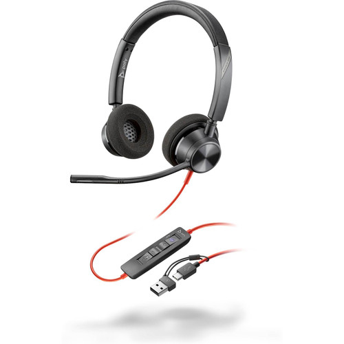 Stereo slušalke Poly Blackwire 3320 USB-C s potrdilom Microsoft Teams + adapter USB-C/A
