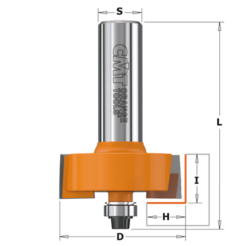 Rabbeting Bit 1/2"H x 1-3/8"D x 3/4" x 1/4" Shank