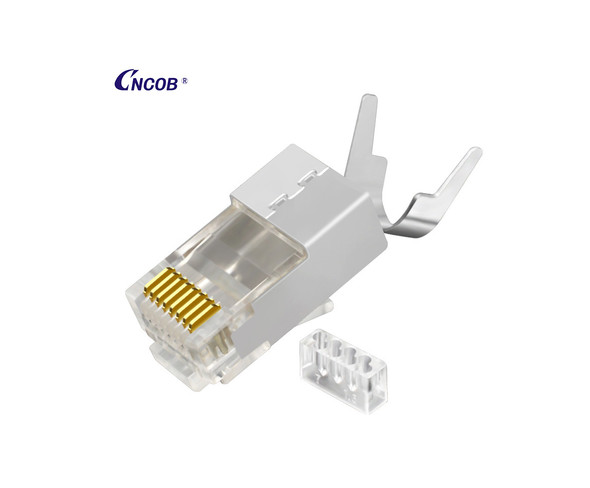 CAT6A/CAT7 8P8C Fully Shielded Connector for 22-23 AWG Solid Core Cable with OD 7.2mm to 8.2mm - 100 Pack