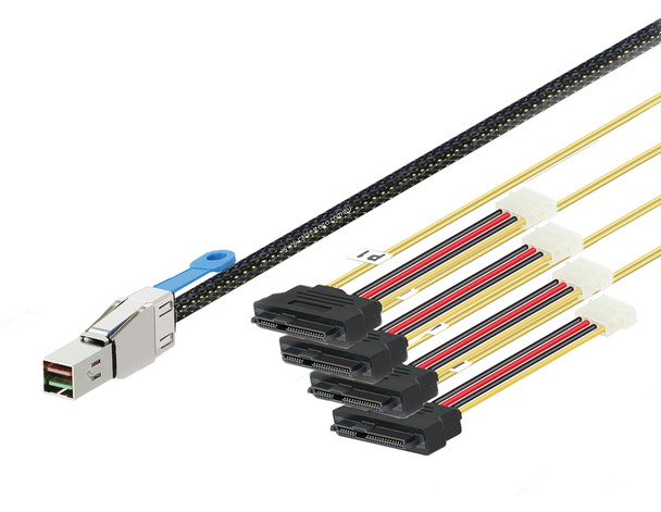 1M External Mini SAS HD SFF-8644 To 4 x SAS 29F with Molex Power
