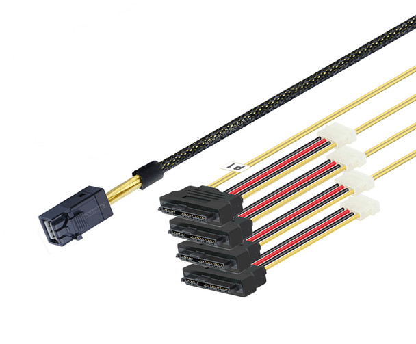 50CM Internal Mini SAS HD SFF-8643 to 4 x SAS29 + Power Cable