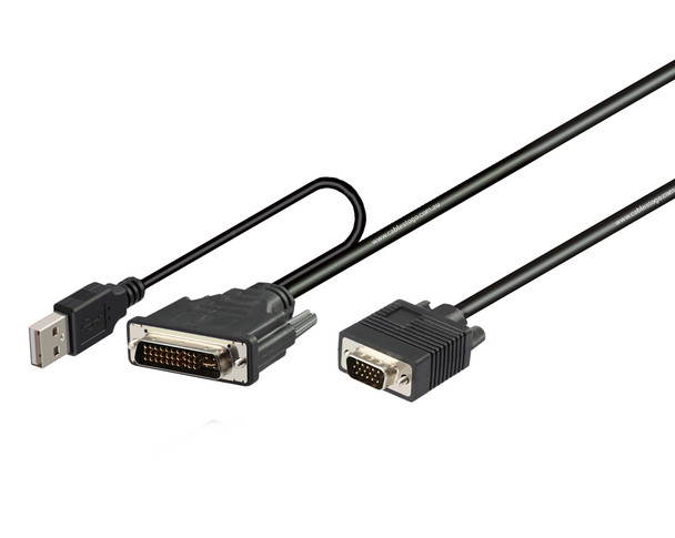 2M M1 Plug + USB  to VGA HD15M Cable