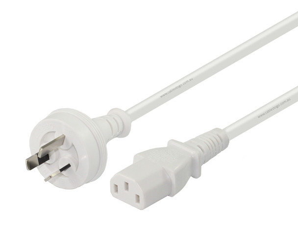 1M Wall to IEC C13 Power Cable in White