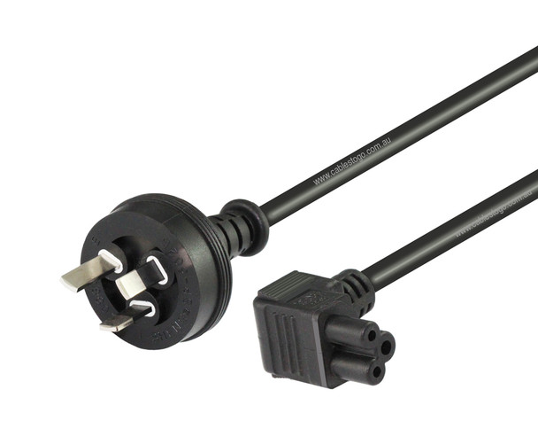 2M Aust Wall Plug to Right Angle IEC C5 Cloverleaf Power Cable