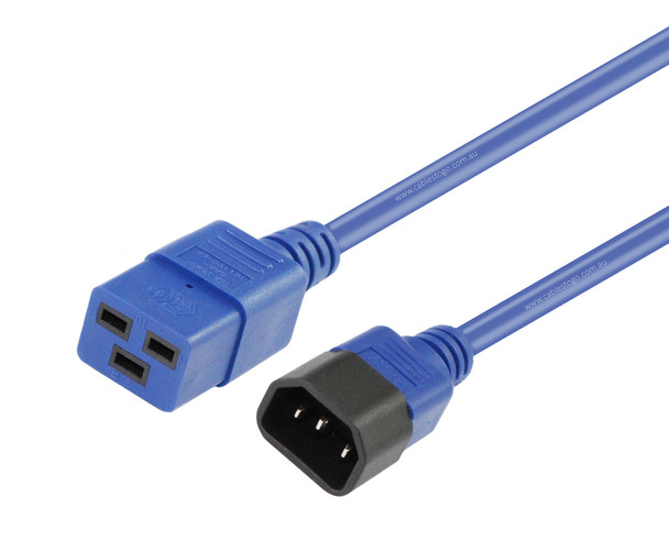 2M IEC C14 to IEC C19 Power Cable in Blue