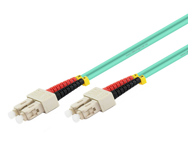 20M OM4 SC to SC Multimode Duplex Fibre Patch Cable in Aqua