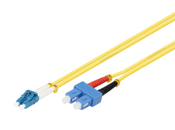 2.5M LC to SC Singlemode OS2/OS1 Duplex Fibre Patch Cable in Yellow