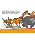 The Ark of Nuh illustrated interior page showing giraffes, elephants, lions, monkeys and other animals entering Prophet Nuh's Ark