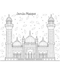 Jamia Mosque detailed coloring page from Masjids Around the World Adult Coloring Book