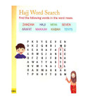 Hajj word search activity page from Islamic Studies Level K kindergarten book