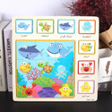 Educational Puzzle Game for Kids Wooden Toys; Whale, Octopus