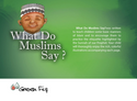Back cover image of the book "What Do Muslim Say?", written by Green Fig Books