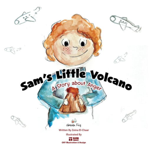 Front cover image of the book "Sam Little Volcano", written by Zeina El-Chaar