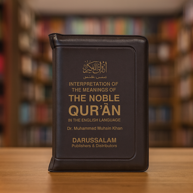 Noble Qur'an in Zipper Case (Summarized : Small Size in Quality Vinyl Zipper Case) Arabic and English Dr. Muhammed Muhsin Khan and Taqi ud-Din Hilali translation