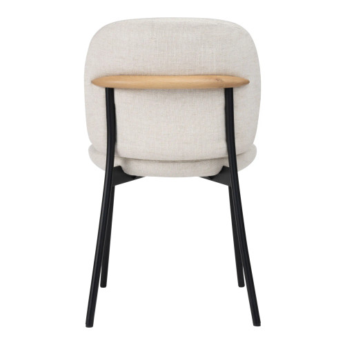 Back view of Solace Side Chair with upholstered seat and back, solid wood accent, and powder-coated steel frame.