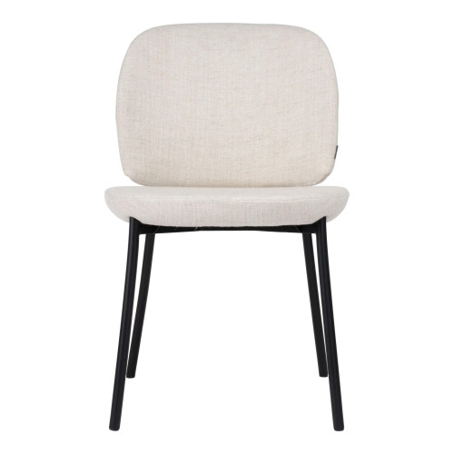 Front view of Solace Side Chair with upholstered seat and back, supported by a powder-coated steel frame. Front view of Solace Side Chair with upholstered seat and back, supported by a powder-coated steel frame.