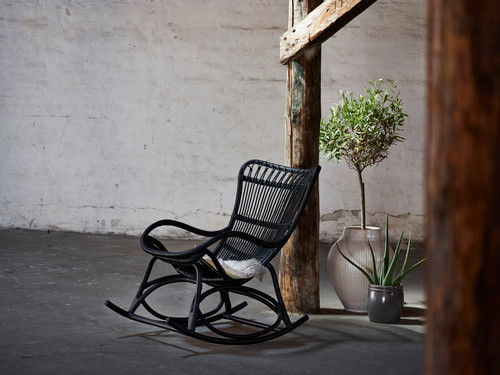 Sika Design Monet Rocking Chair - Rattan High-Back Lounge Chair