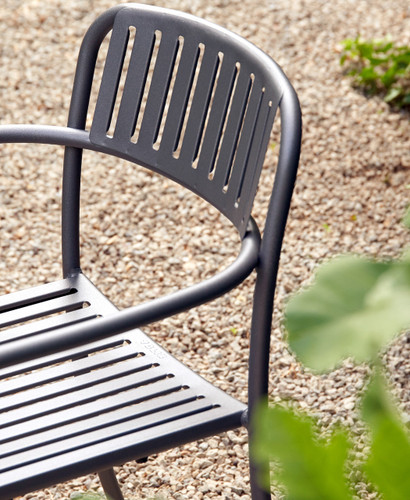 Tolix Patio outdoor dining chair with slats graphite