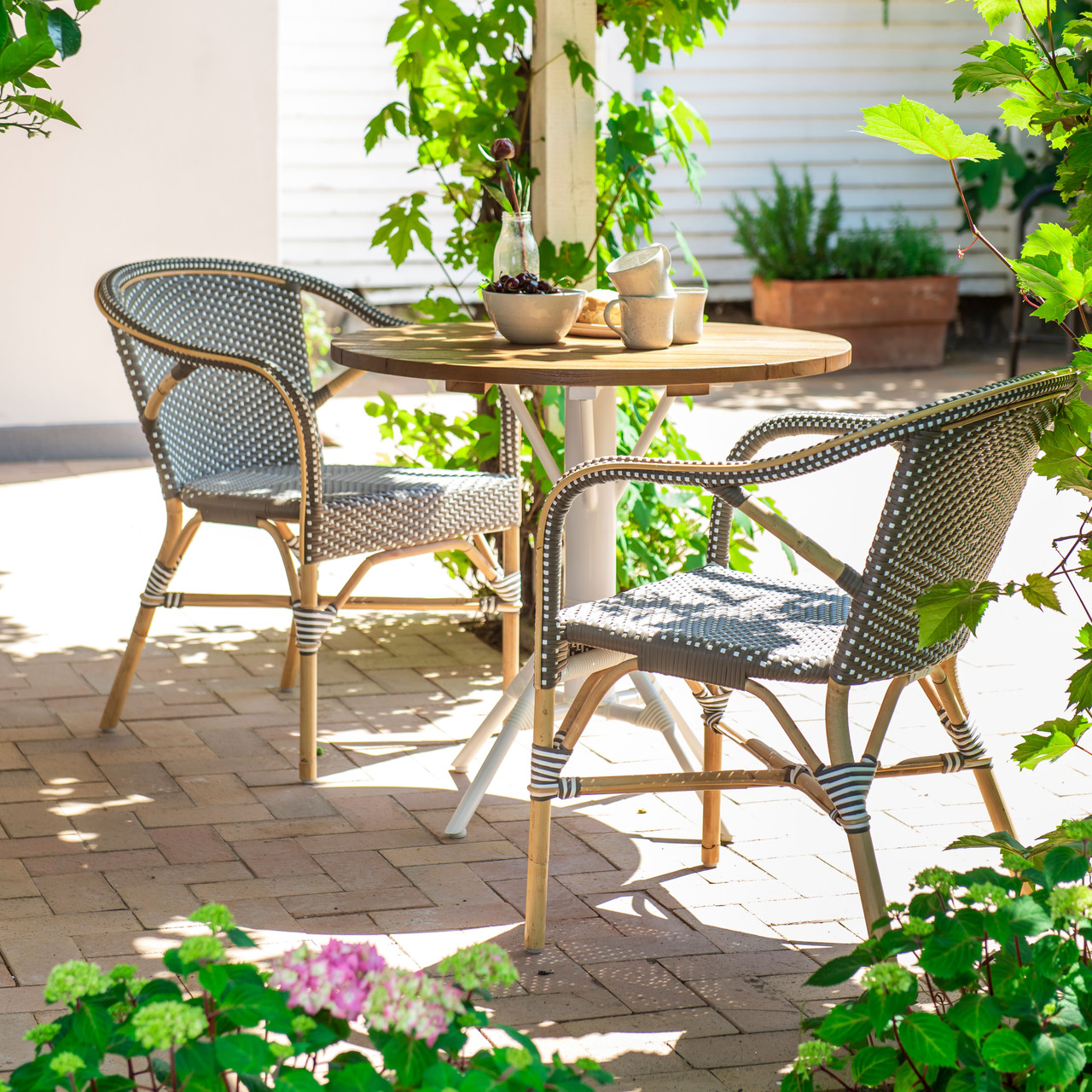 Sika Design Madeleine Arm Chair - Stackable Rattan French Bistro