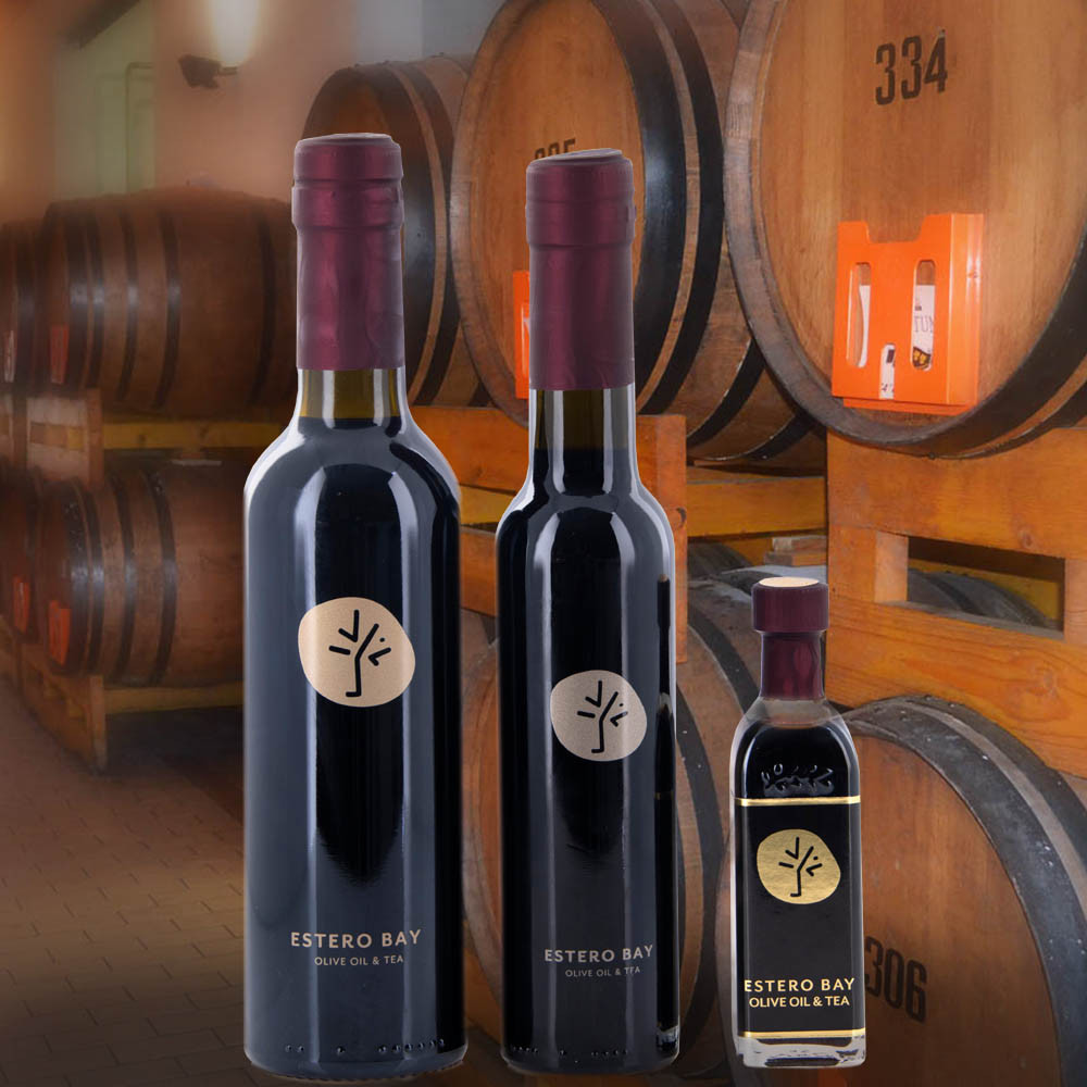 Bottles of Red Wine Vinegar for Estero Bay Olive Oil