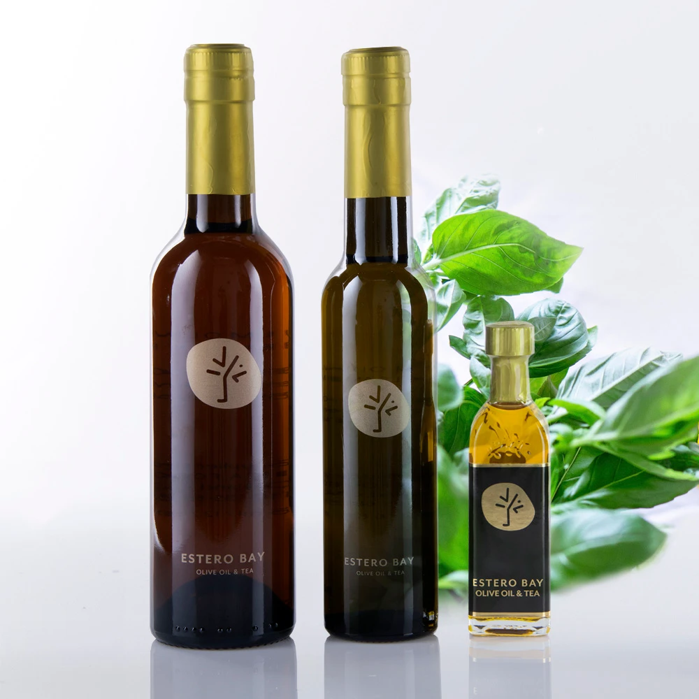 Bottle of Estero Bay Basil Olive Oil