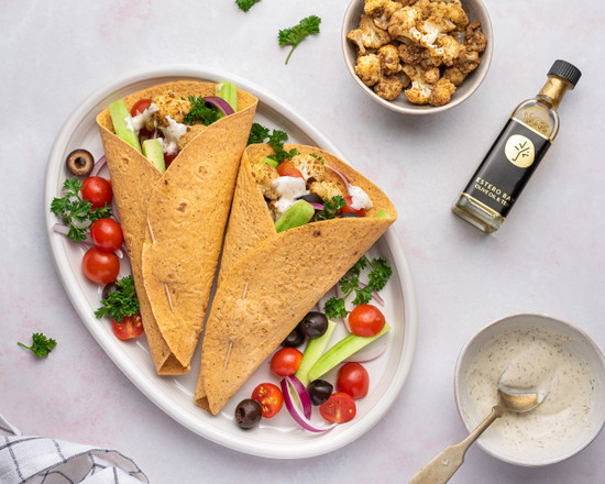 Roasted Cauliflower Salad Wrap with Basil Olive Oil 