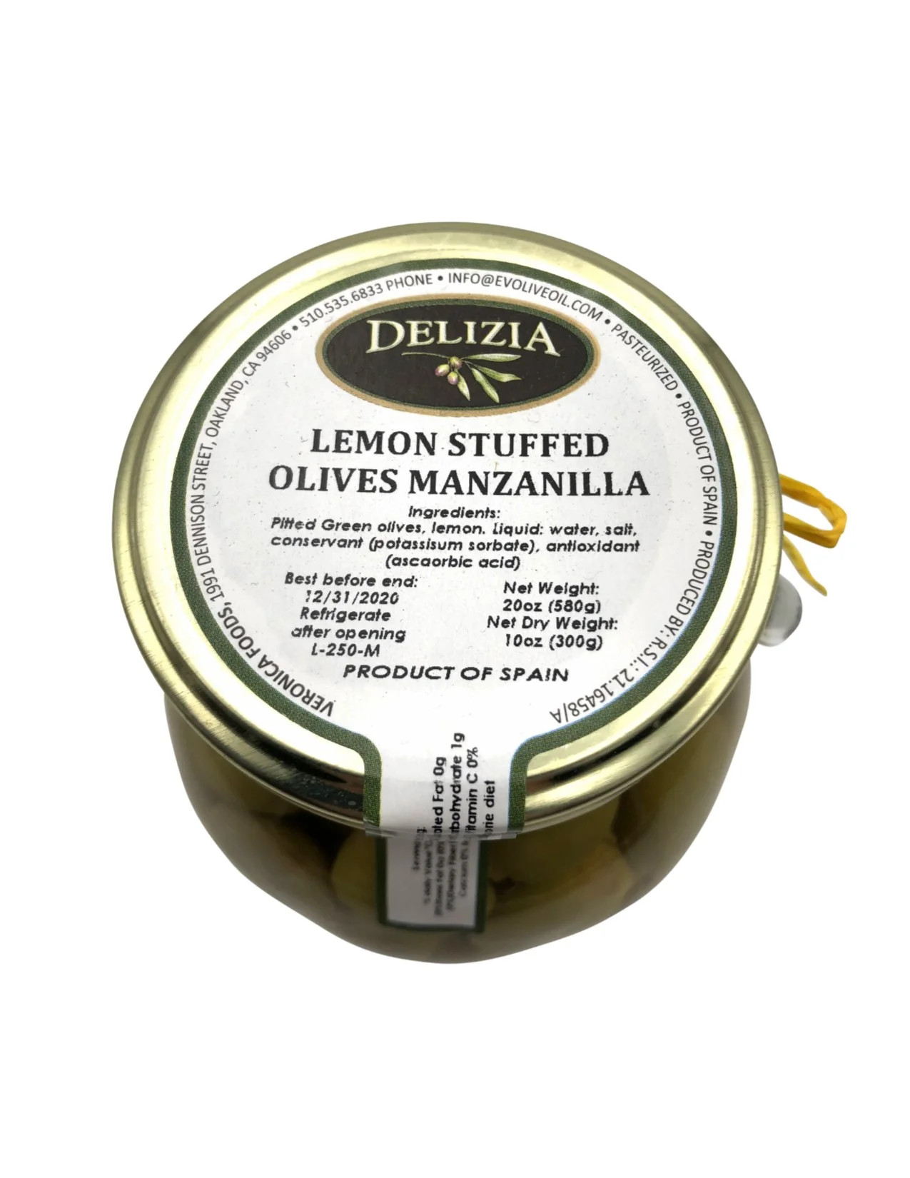 Lemon Stuffed Manzanilla Olives - Estero Bay Olive Oil & Tea